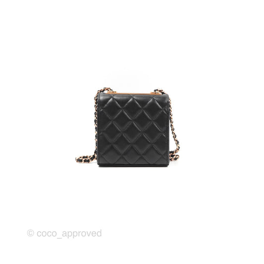 Chanel Mini Quilted Trendy CC Clutch With Chain Black Lambskin Rose Gold Hardware