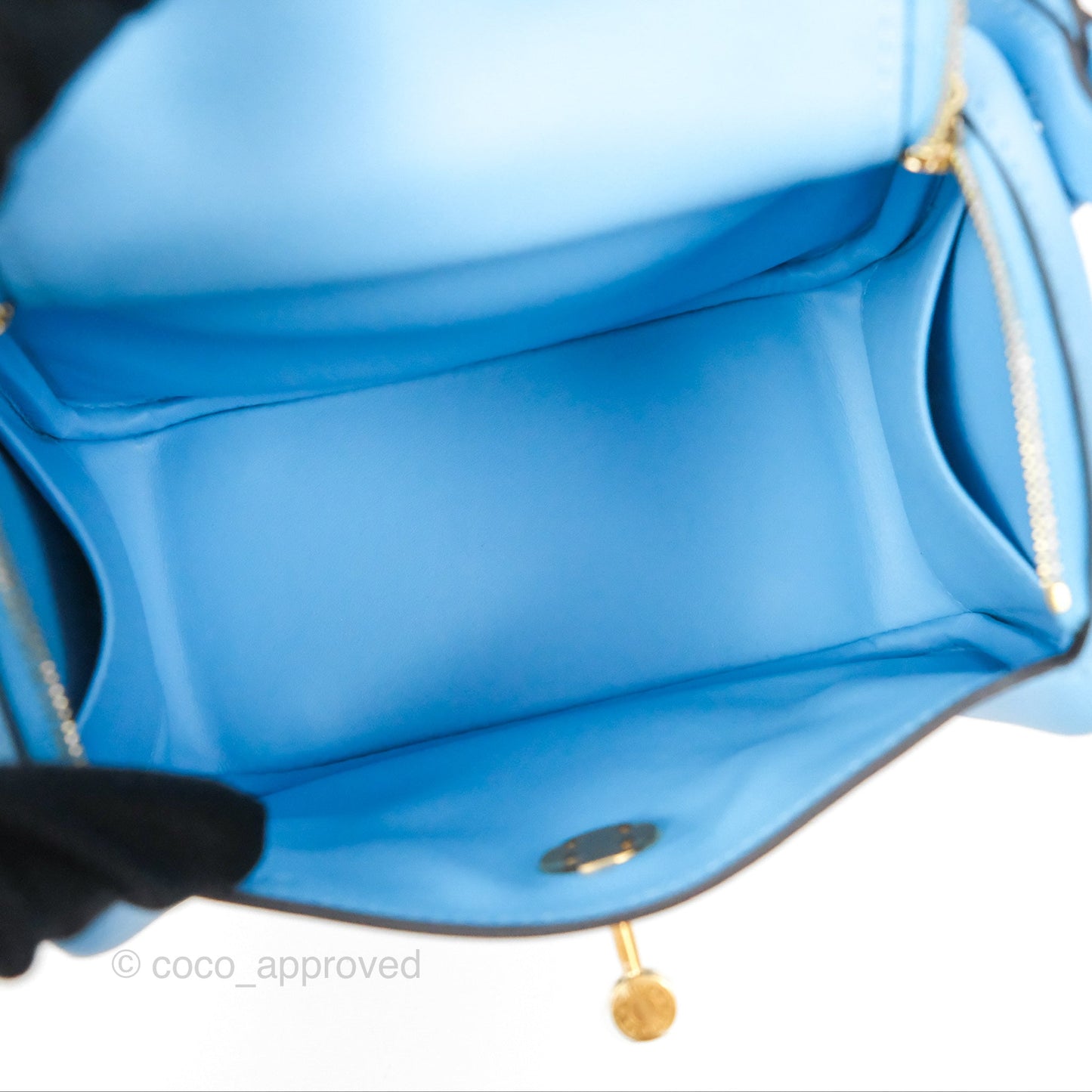 Hermès Mini Lindy 20 Celeste Swift Gold Hardware