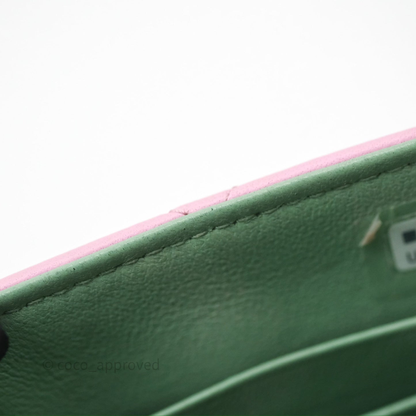 Chanel Mini Handle Clutch With Chain Pink/ Mint Lambskin Gold Hardware 23P