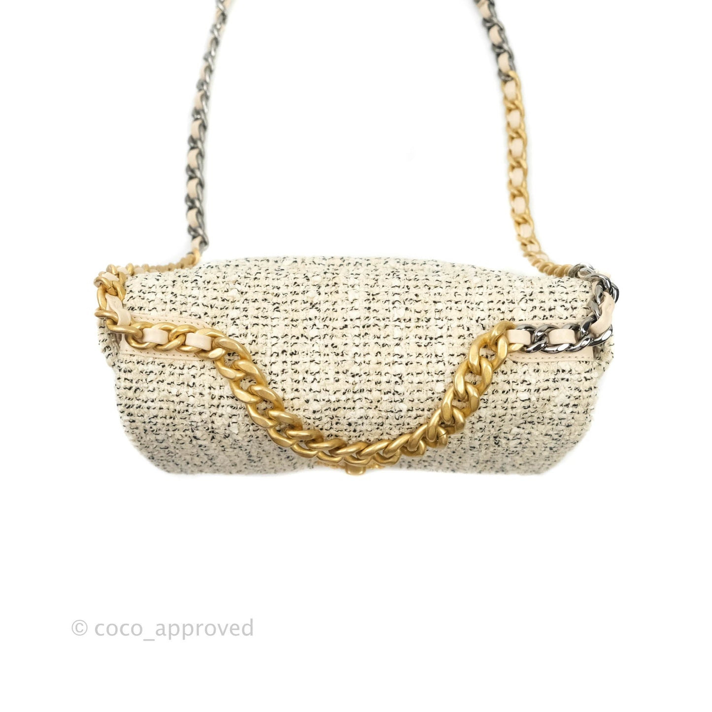 Chanel 19 Small Oreo Tweed Cream Mixed Hardware