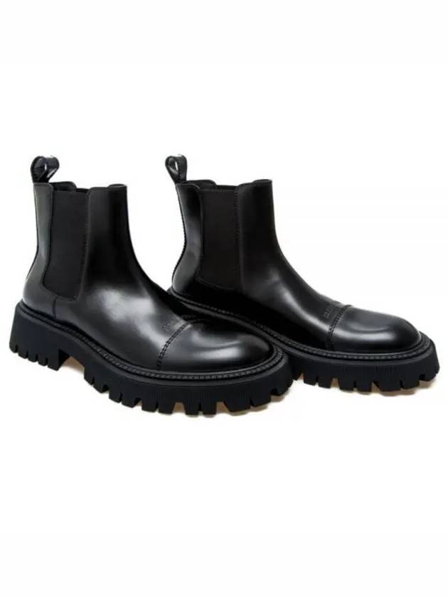 Luxury Balenciaga Tractor Leather Chelsea Boots Black