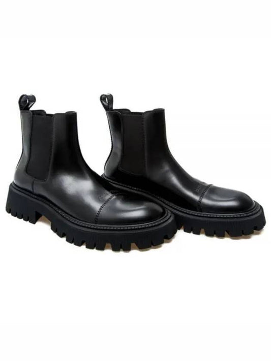 Luxury Balenciaga Tractor Leather Chelsea Boots Black
