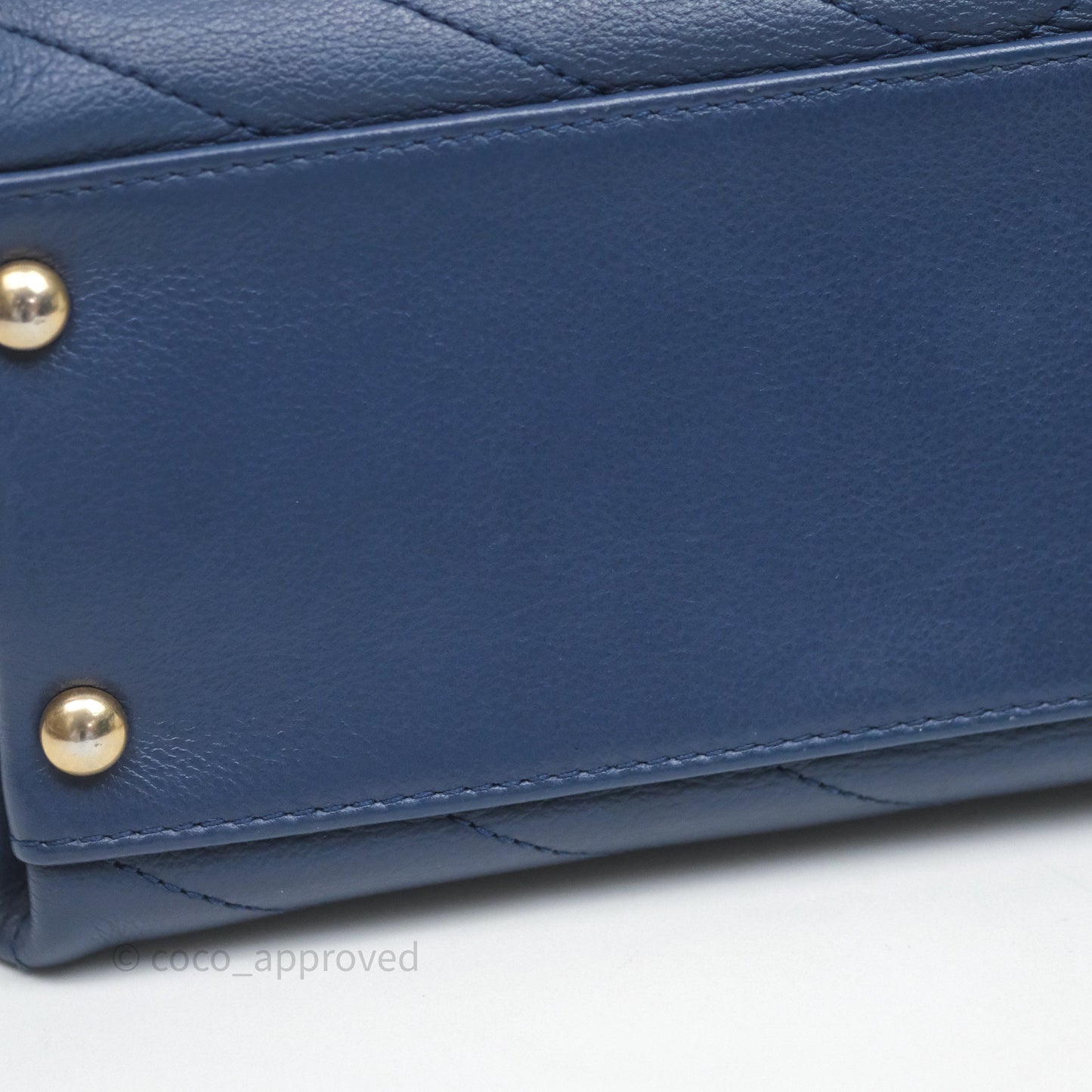 Chanel Small Chevron Python Chic Top Handle Flap Blue Calfskin Gold Hardware