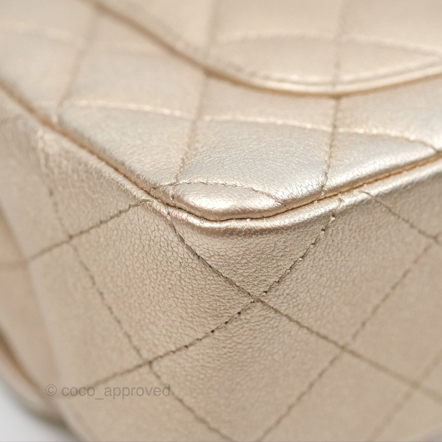 Chanel Quilted Mini Rectangular Iridescent Gold Lambskin Gold Hardware