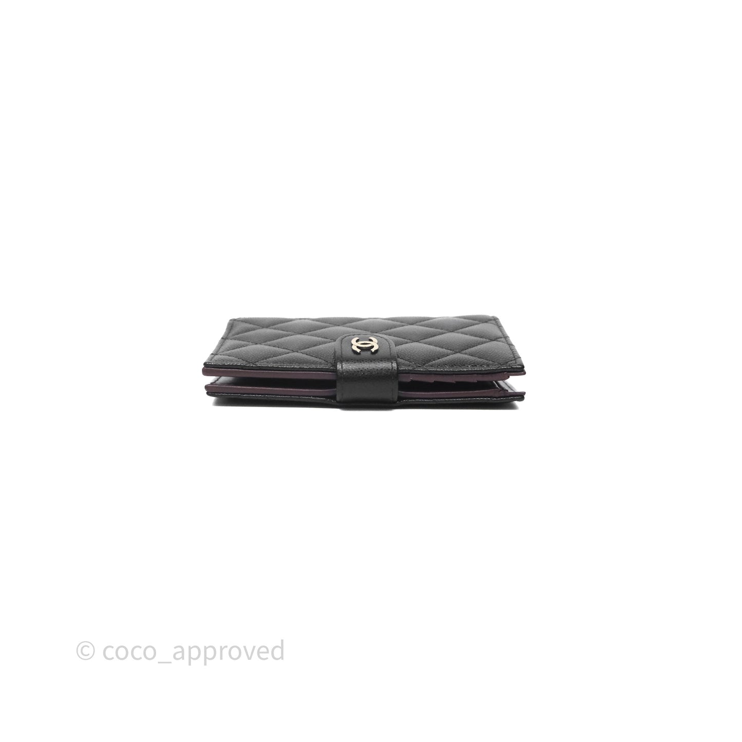 Chanel Classic Quilted Passport Holder Black Caviar Gold Hardware