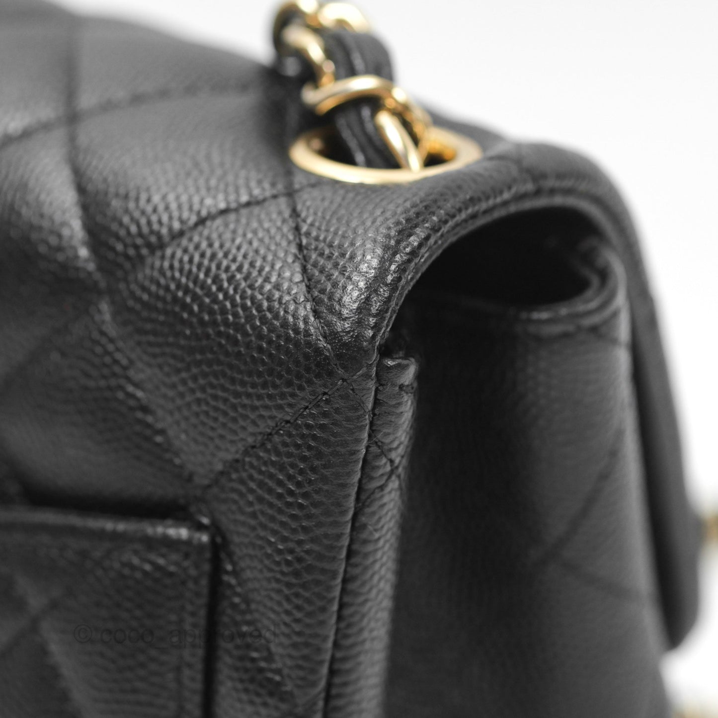 Chanel Quilted Mini Square Flap Black Caviar Gold Hardware