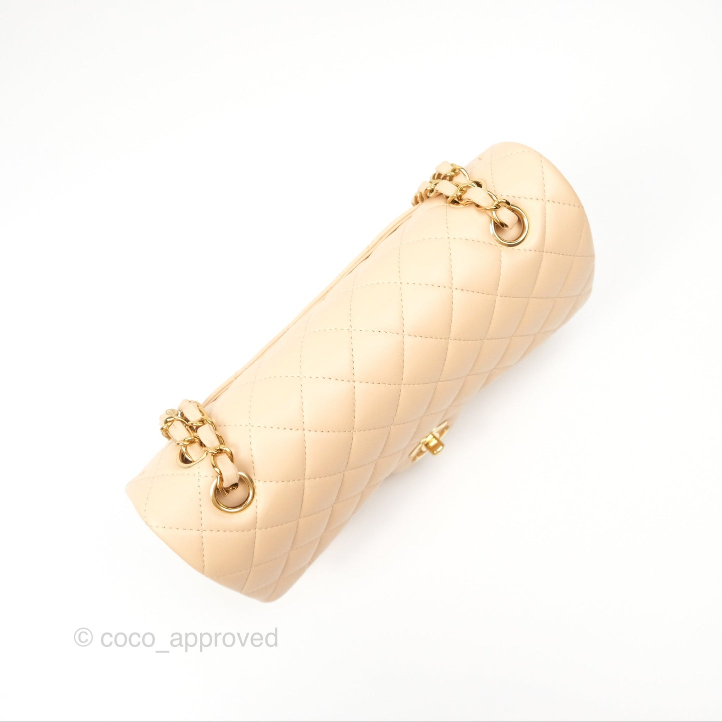 Chanel Classic M/L Medium Flap Quilted Beige Lambskin Gold Hardware