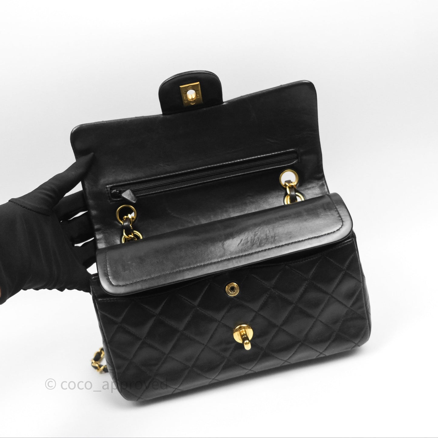 Chanel Classic Vintage Small Flap Black Lambskin 24K Gold Hardware