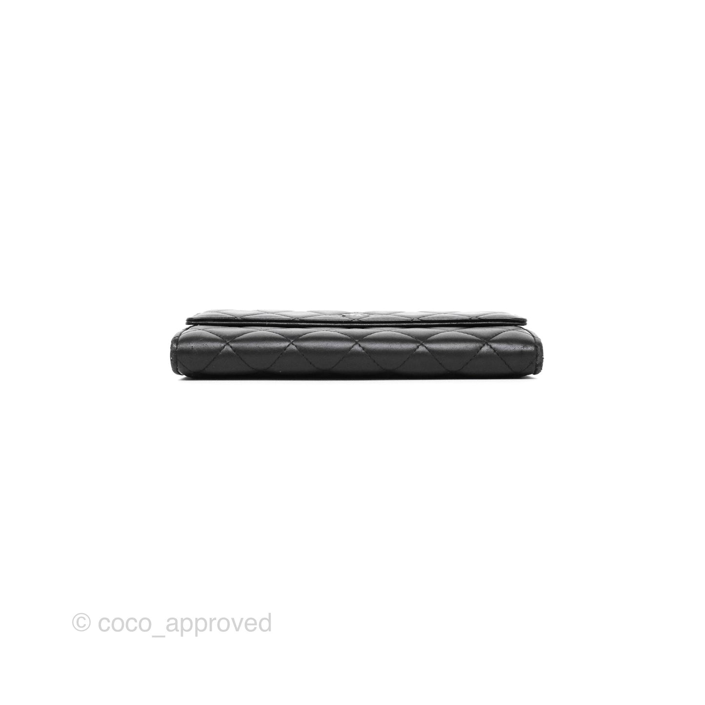 Chanel Classic Quilted Long Wallet Black Lambskin Silver Hardware