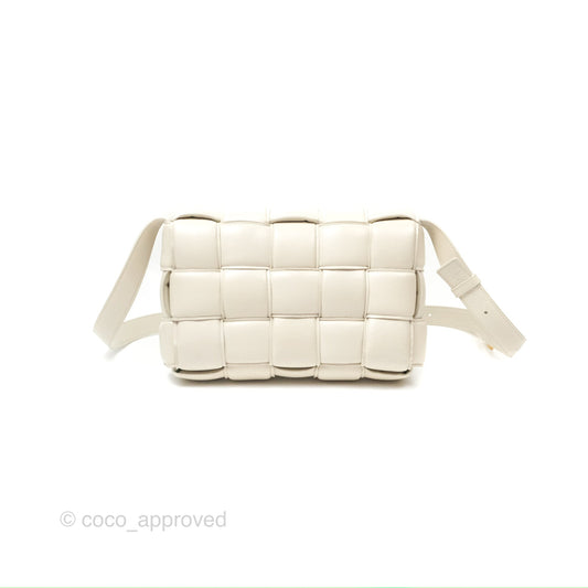 Bottega Veneta Padded Cassette Shoulder Bag Intrecciato Chalk Paper Calfskin