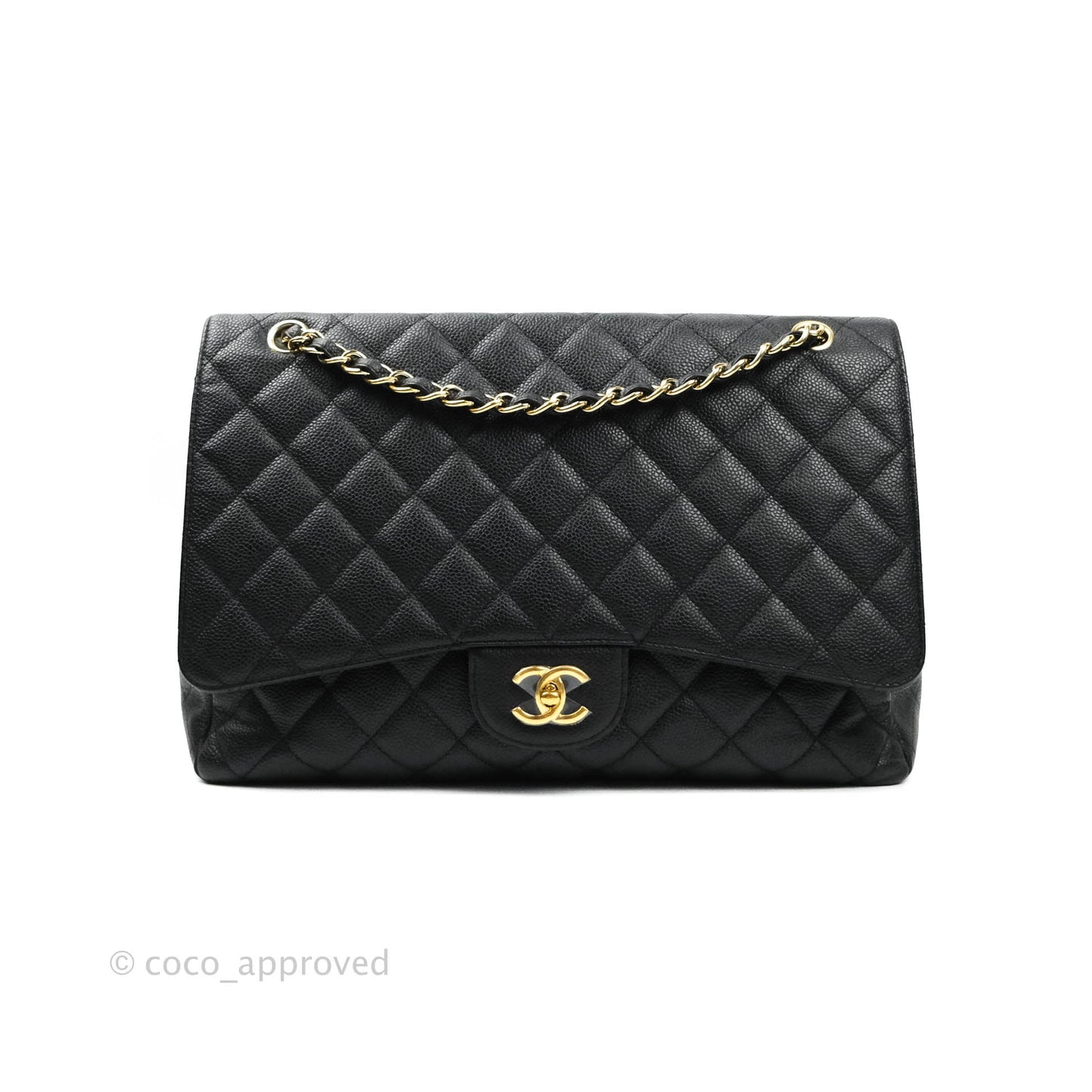 Chanel Classic Single Flap Maxi Black Caviar Gold Hardware
