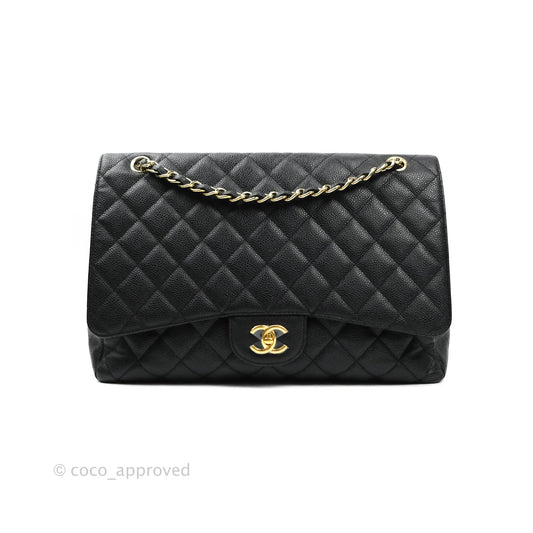 Chanel Classic Single Flap Maxi Black Caviar Gold Hardware