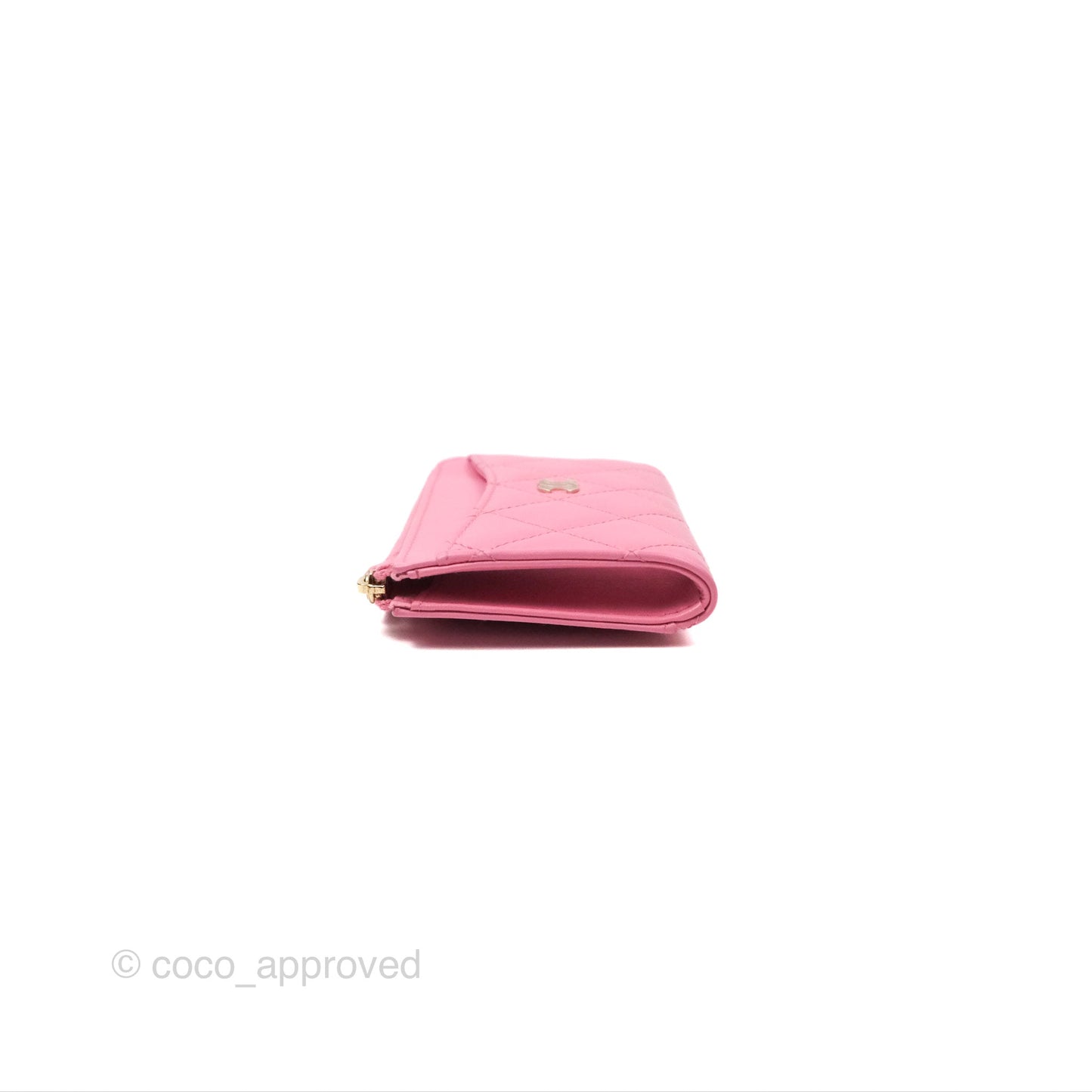 Chanel Quilted Zip Card Holder Pink Lambskin Gold Hardware 23S