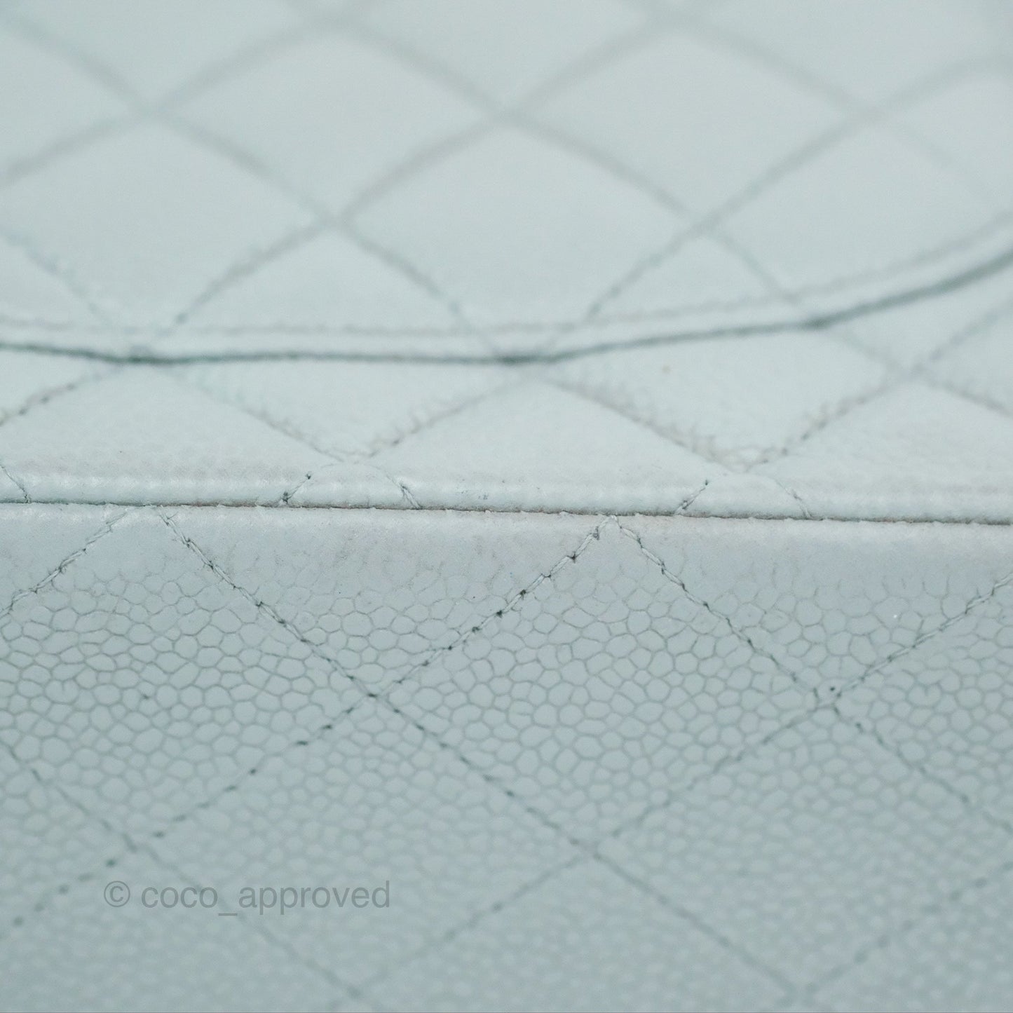 Chanel Classic M/L Medium Flap Quilted Light Grey Blue Caviar Silver Hardware