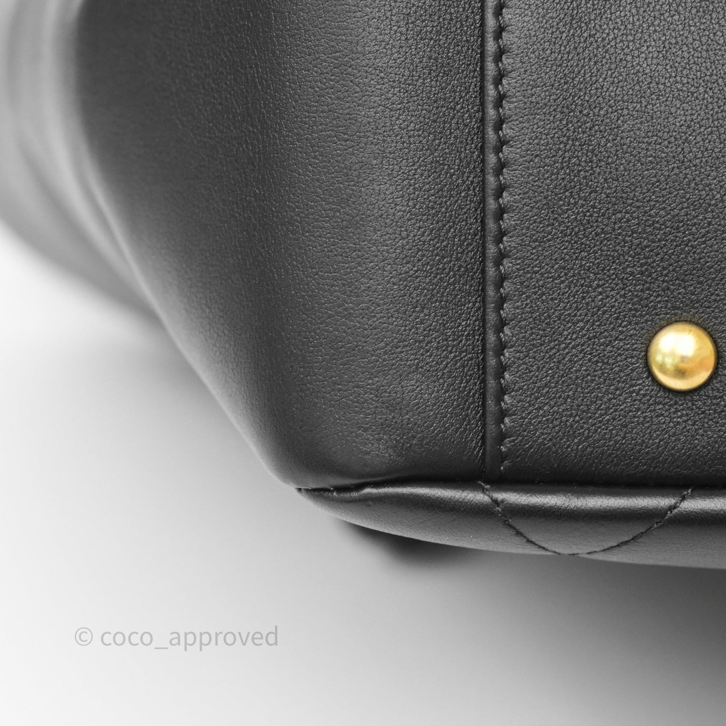 Chanel Stitched Large Shopping Bag Black Calfskin Aged Gold Hardware