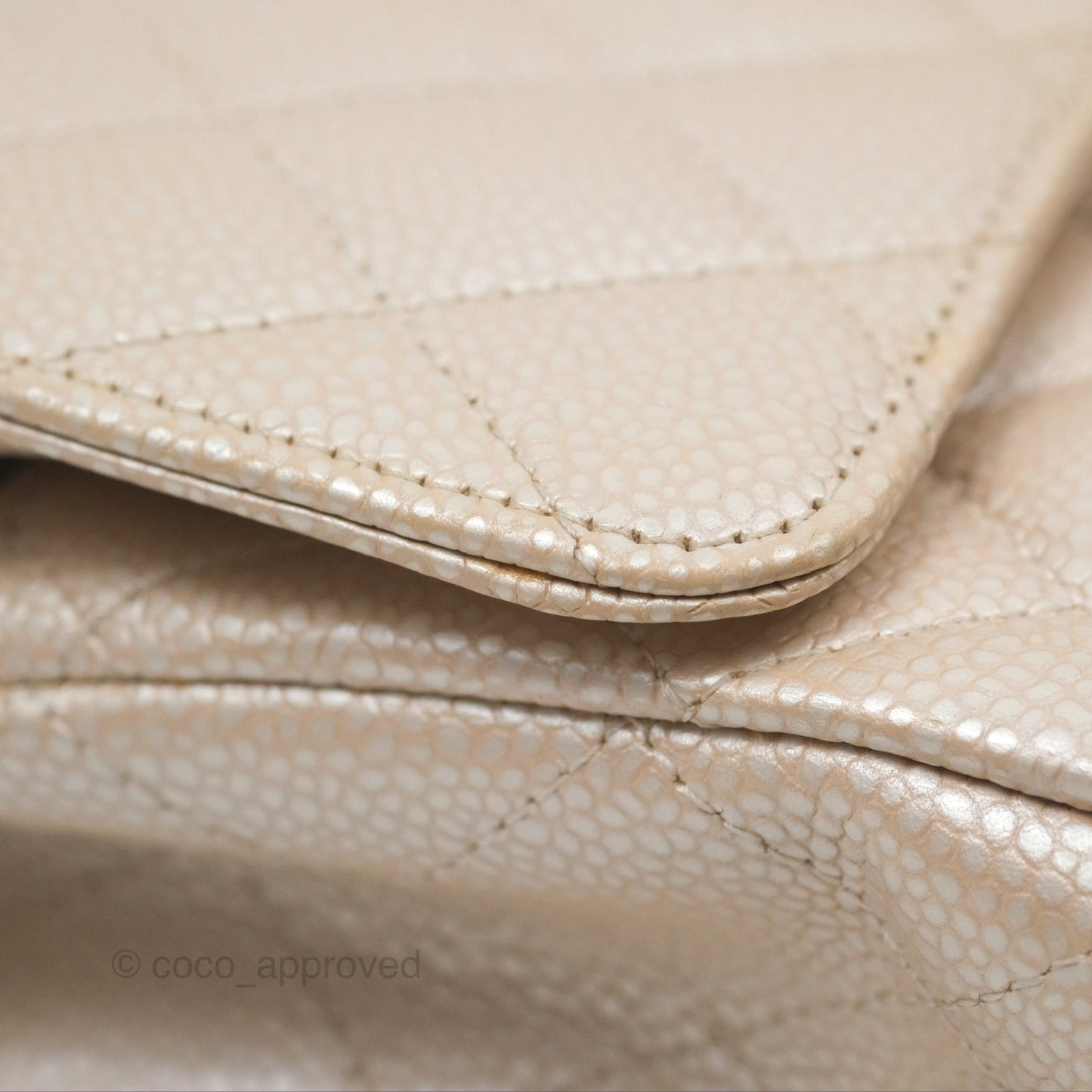 Chanel Classic M/L Medium Double Flap Iridescent Pearly Caviar Aged Gold Hardware⁣⁣