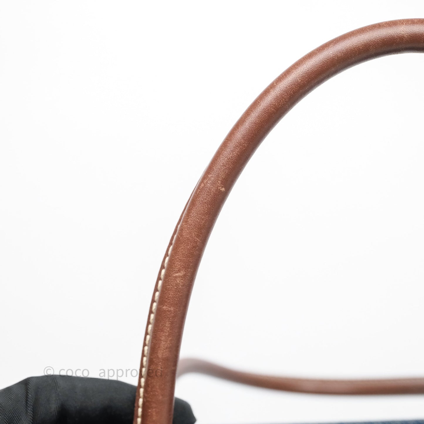 Chanel Vintage CC Tote Bag Denim Brown Leather
