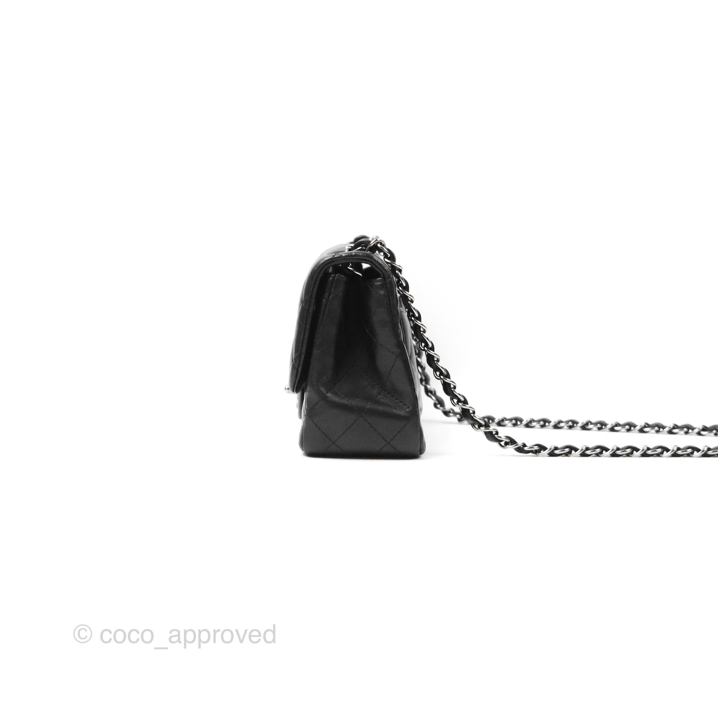 Chanel Mini Square Black Lambskin Dark Silver Hardware