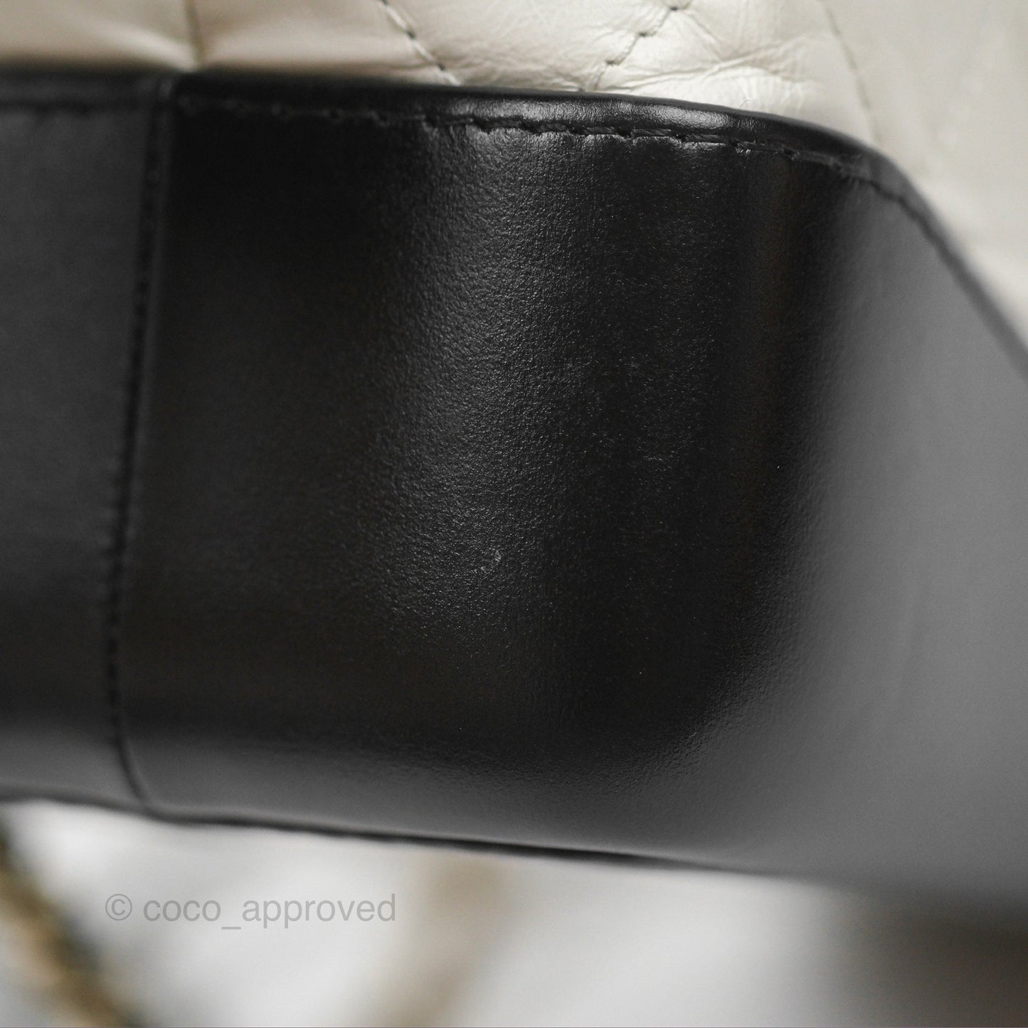 Chanel Small Gabrielle Backpack White Black Aged Calfskin