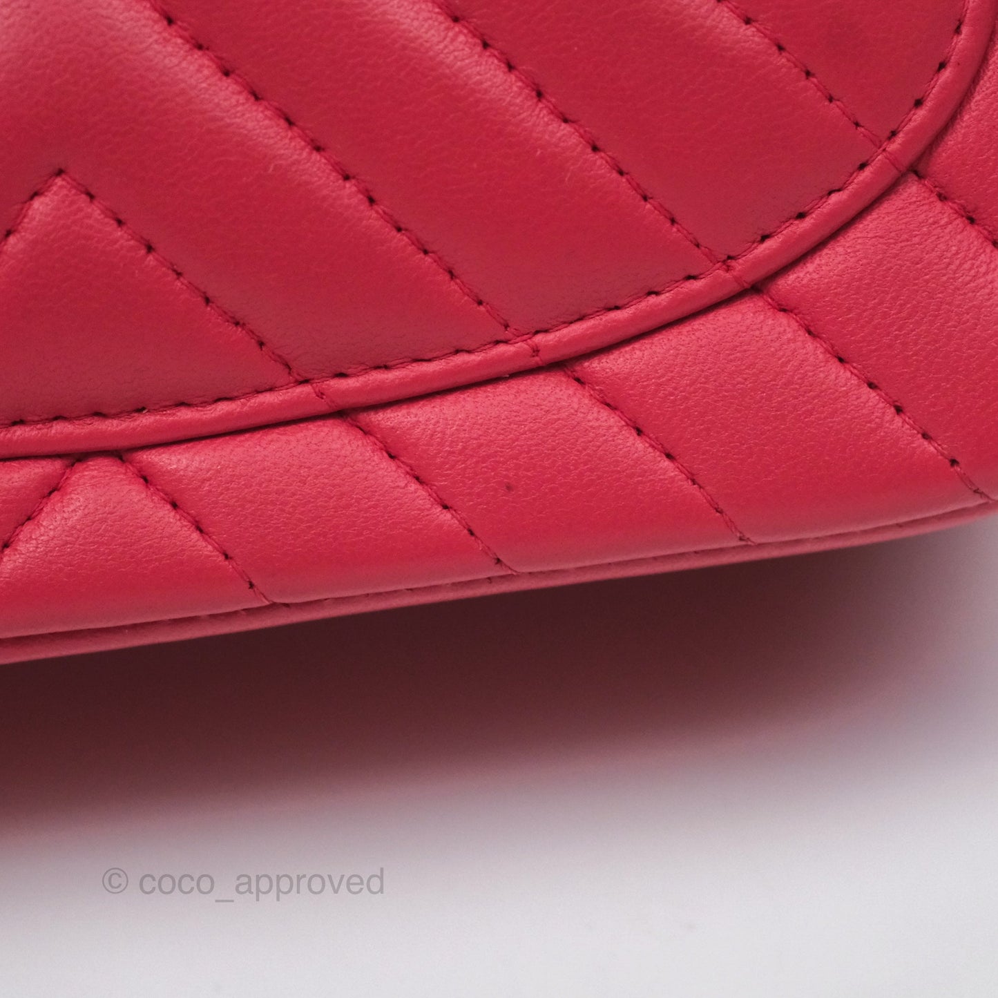Chanel Mini Square Flap Chevron Dark Pink Lambskin Gold Hardware