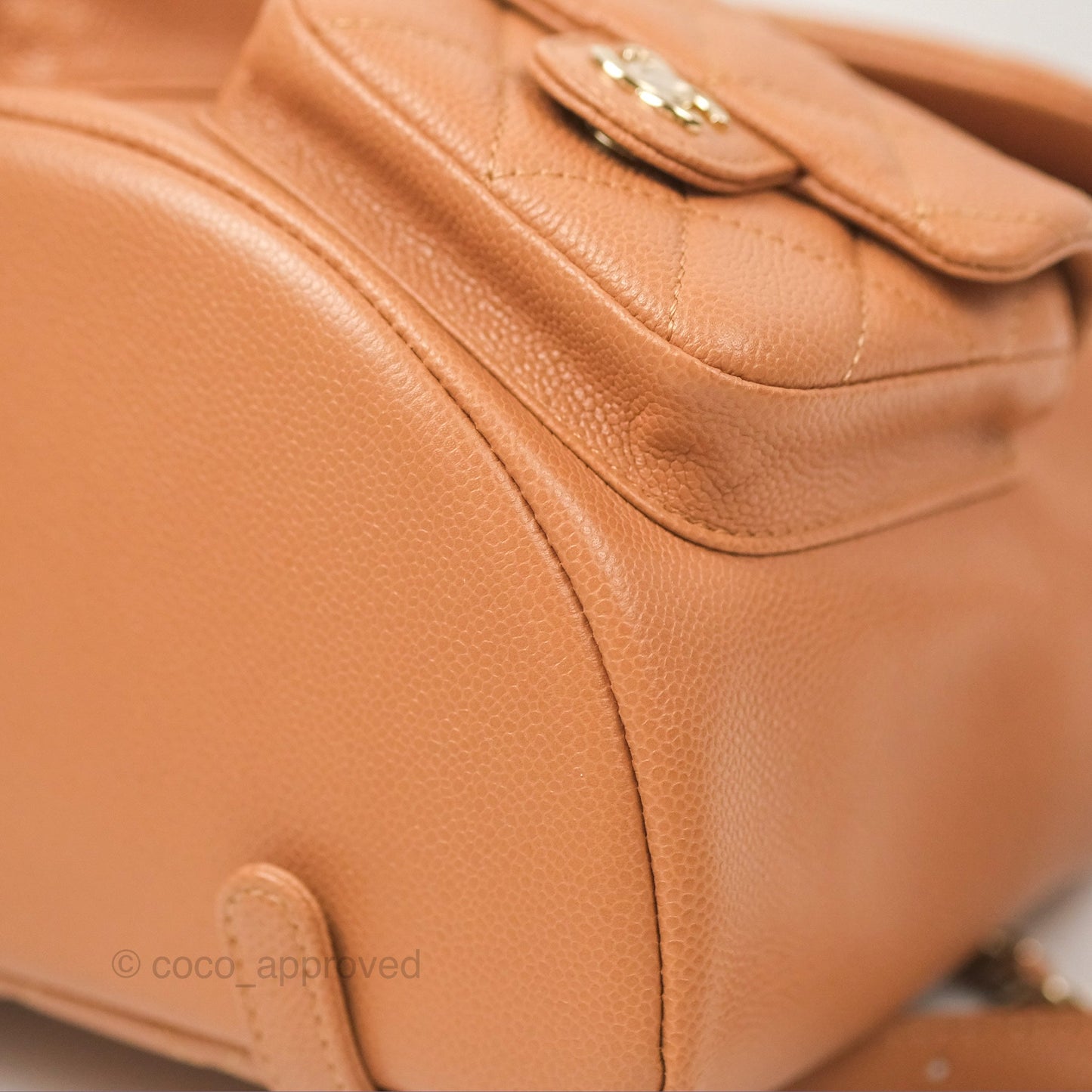 Chanel Duma Backpack Medium Dark Caramel Beige Caviar Gold Hardware