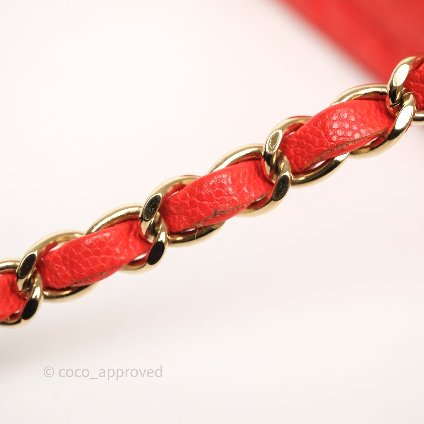 Chanel Small Classic Flap Quilted Red Orange Caviar Gold Hardware