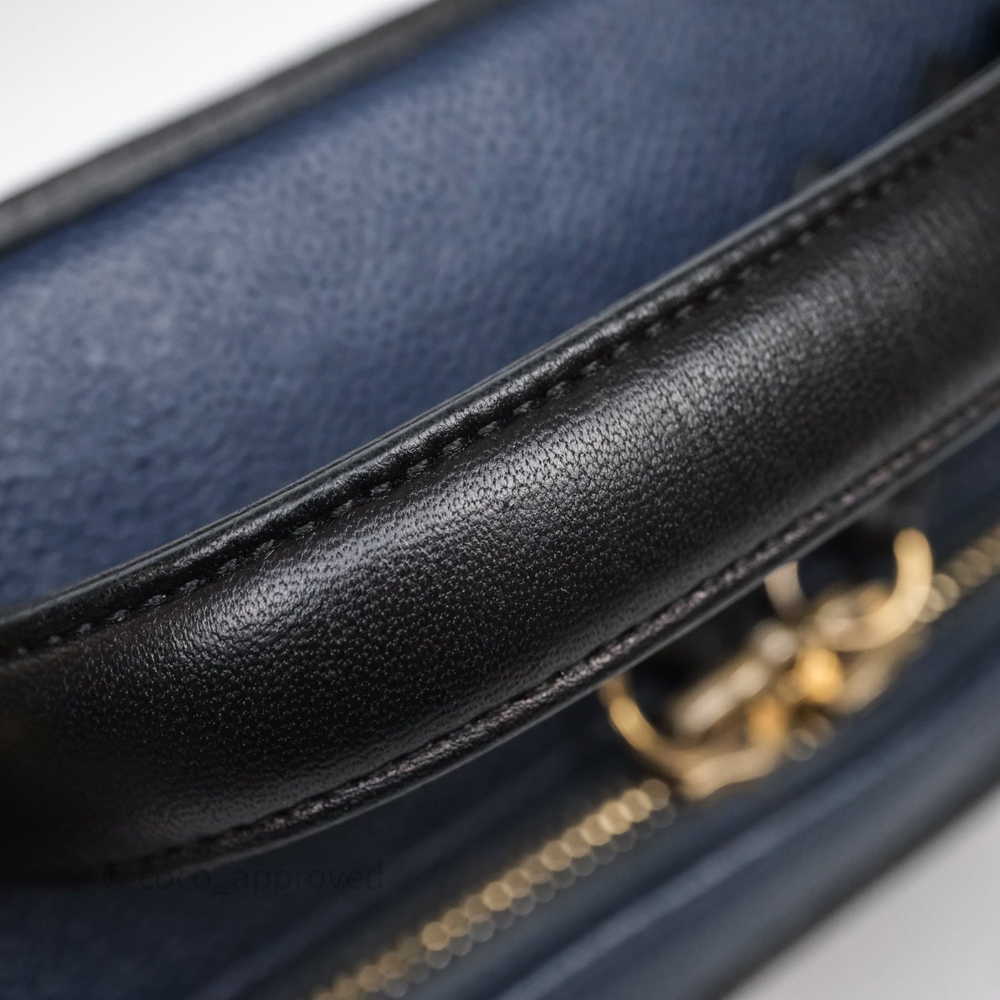 Chanel Quilted Large CC Filigree Vanity Case Navy Black Caviar Aged Gold Hardware