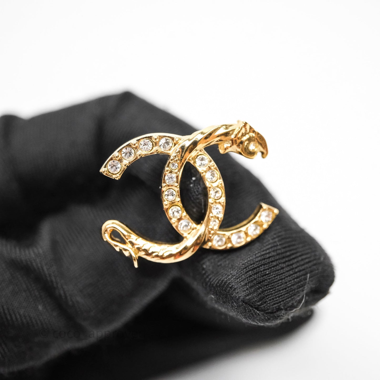 Chanel CC Crystals Earrings Gold Tone 23C