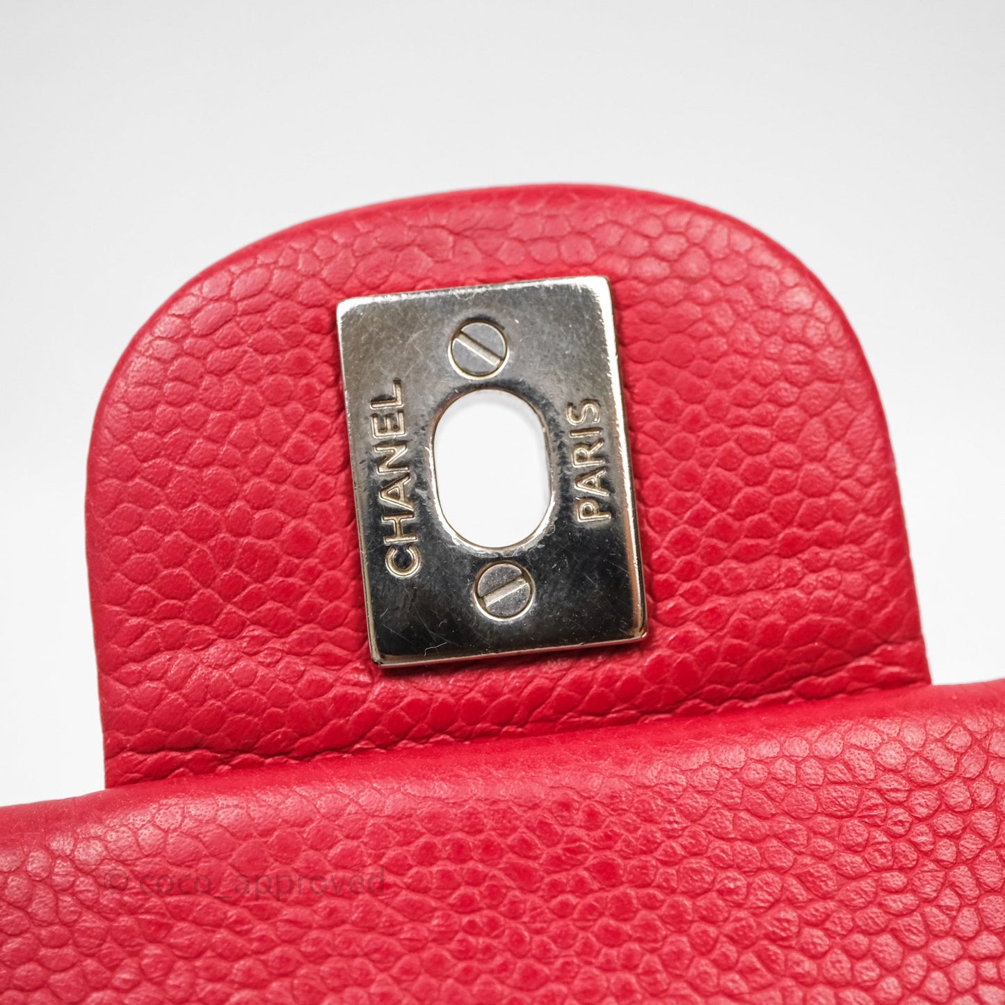 Chanel Quilted Mini Rectangular Flap Red Caviar Silver Hardware