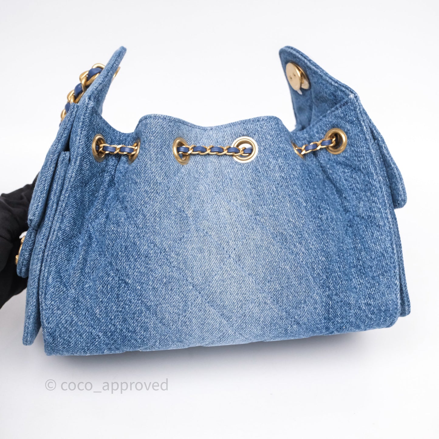 Chanel 25 Mini Washed Denim Aged Gold Hardware