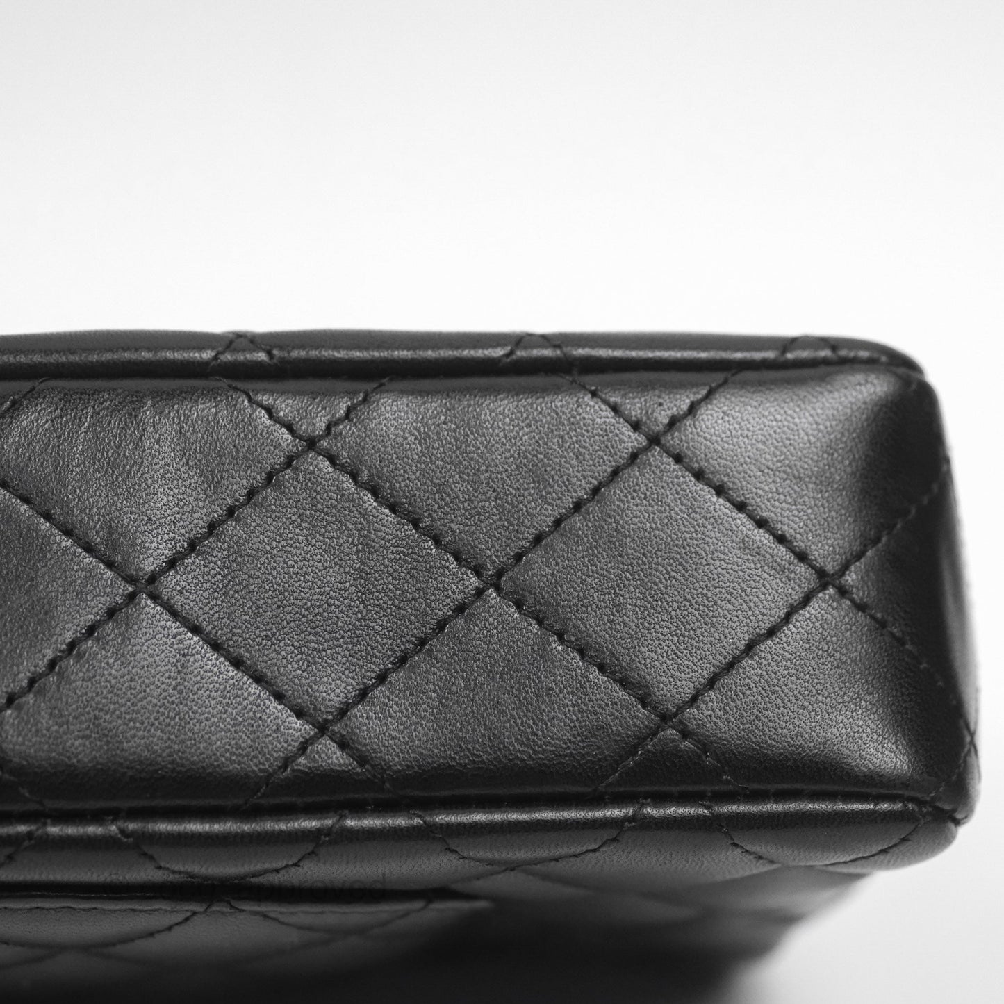 Chanel Quilted East West Flap Bag Black Lambskin Gold Hardware