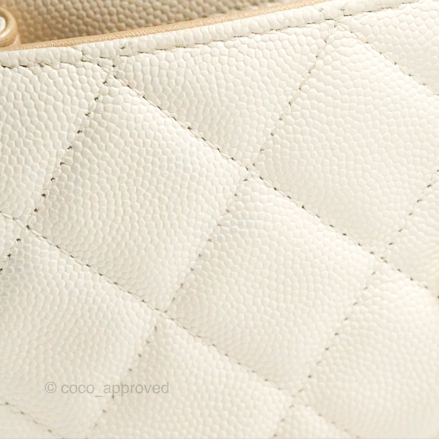 Chanel Clutch with Chain Ivory White Caviar Gold Hardware 22K