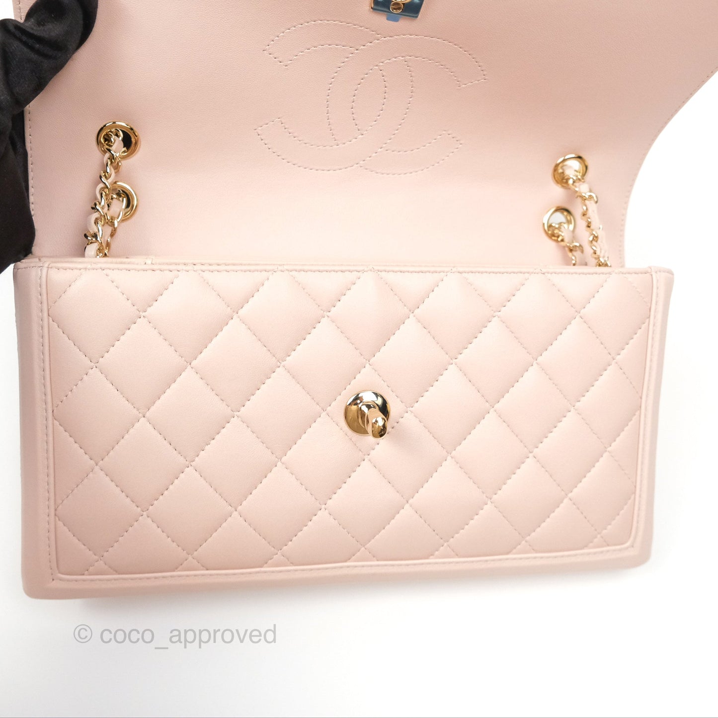 Chanel Flap Clutch With Chain Quilted Light Pink Lambskin Gold Hardware