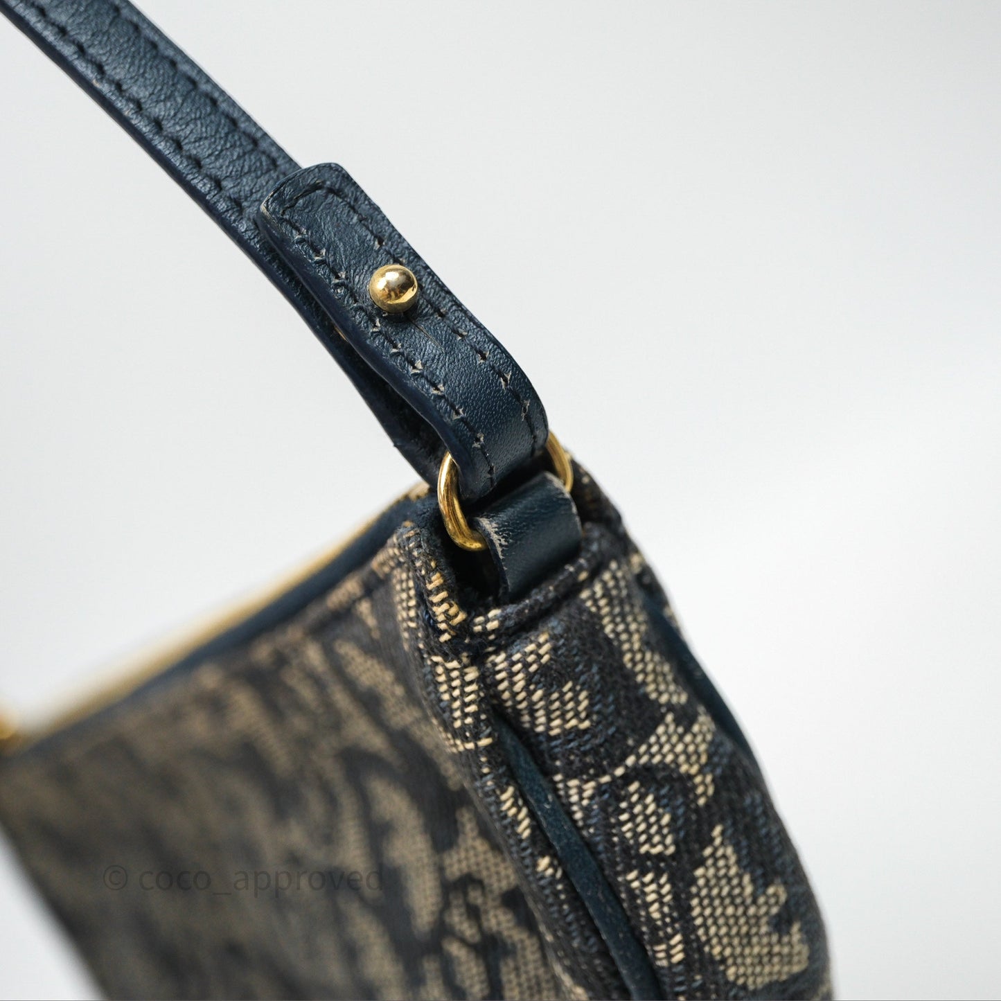 Christian Dior Vintage Mini Saddle Bag Blue Oblique Jacquard