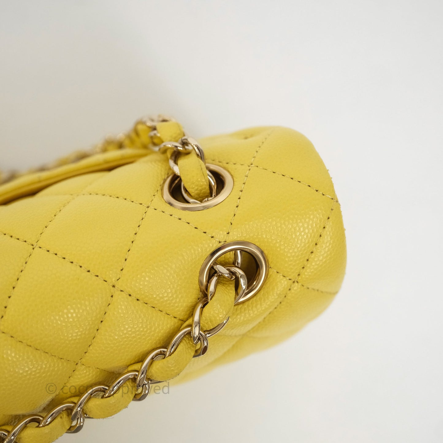 Chanel Small Classic Flap Quilted Yellow Caviar Gold Hardware