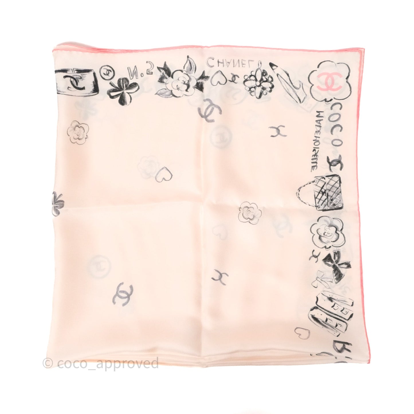Chanel Silk Scarf 90 Light Pink