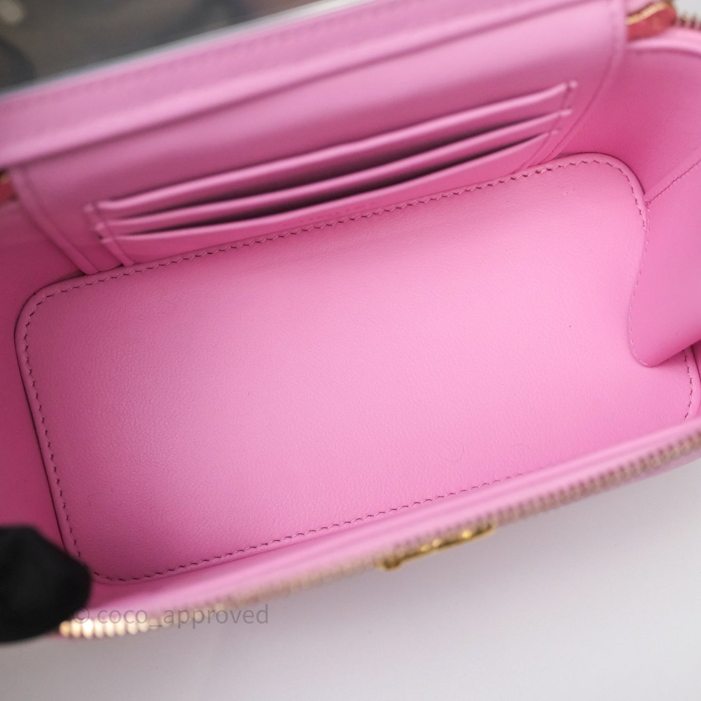 Chanel Vanity with Heart Adjustable Chain Pink Caviar Aged Gold Hardware