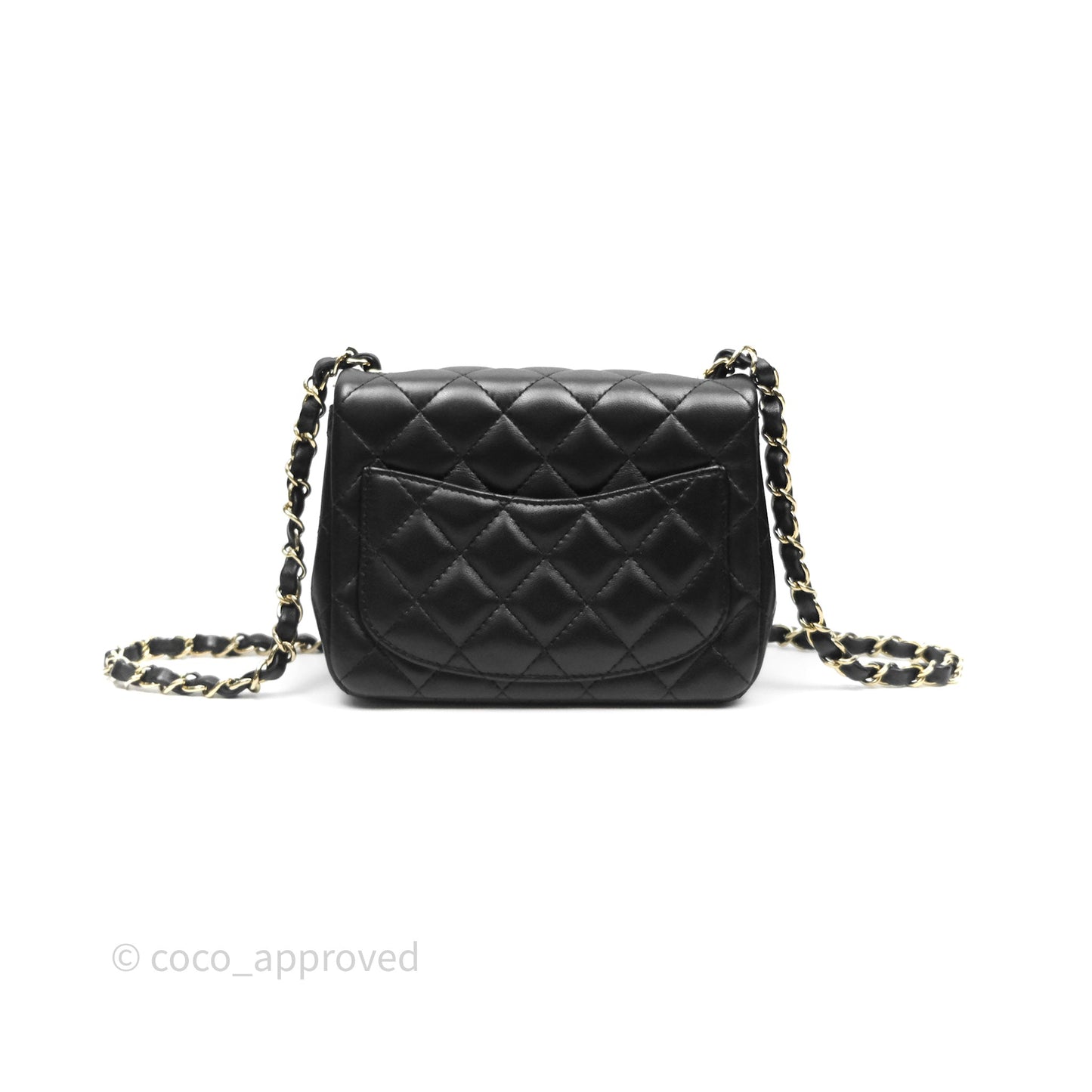 Chanel Mini Square Flap Quilted Black Lambskin Gold Hardware