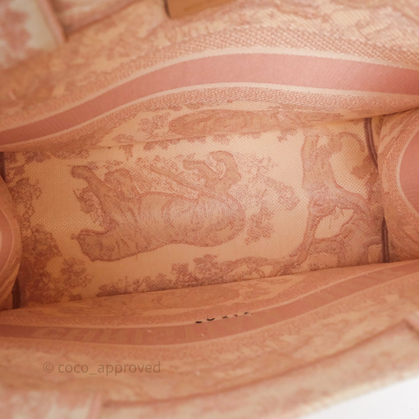Christian Dior Medium Book Tote Ecru and Pink Toile de Jouy Embroidery
