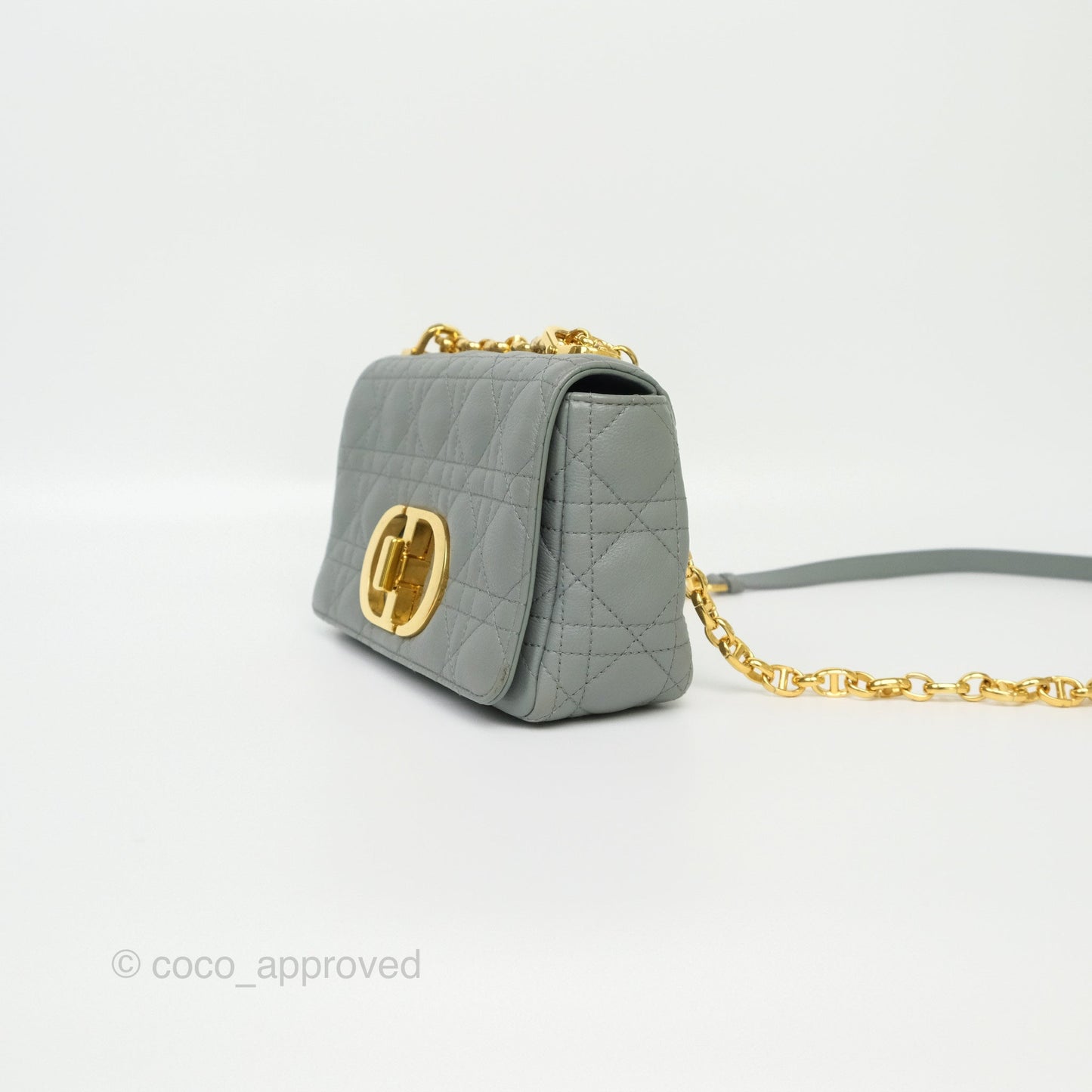 Dior Small Caro Bag Grey Supple Cannage Calfskin