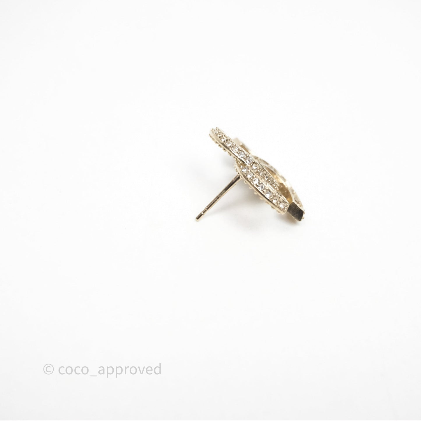 Chanel CC Crystal Earrings Gold Tone 24V