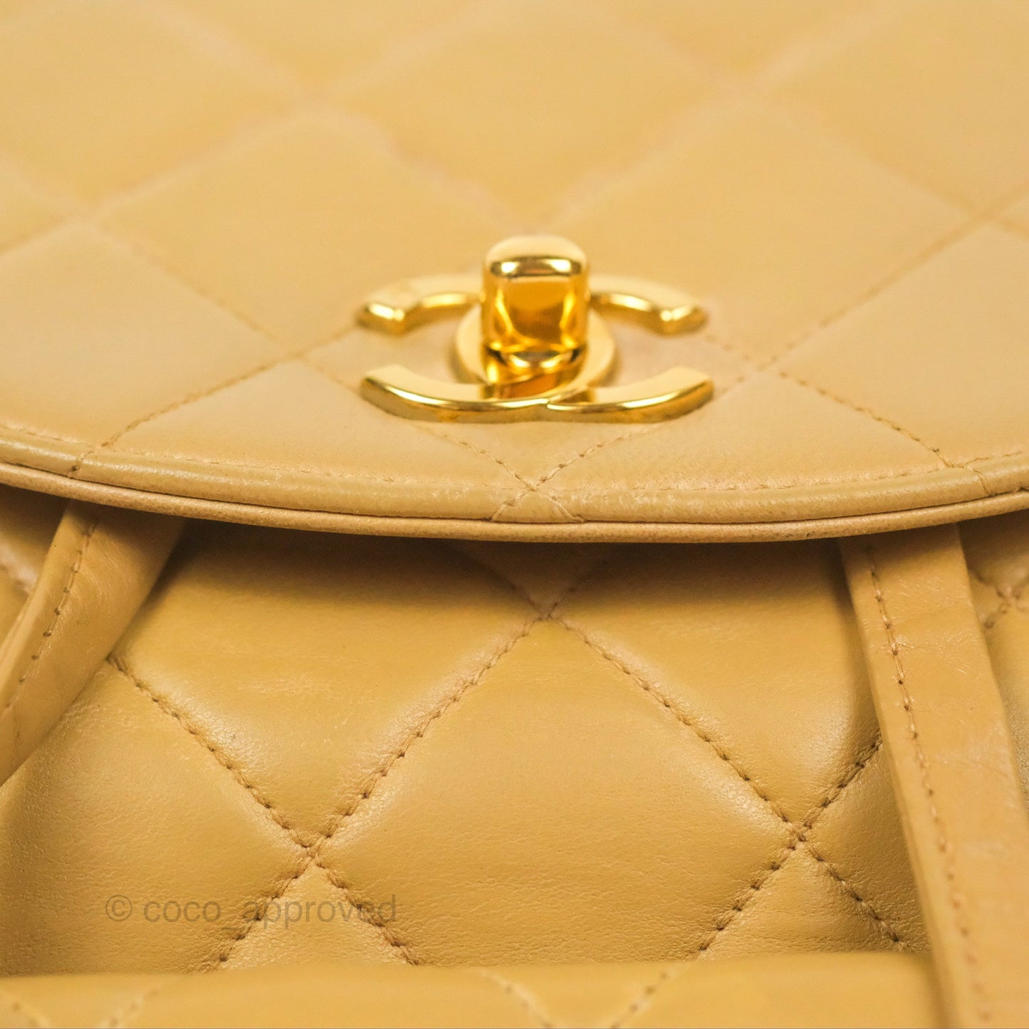 Chanel Vintage CC Duma Backpack Beige Lambskin 24K Gold Hardware