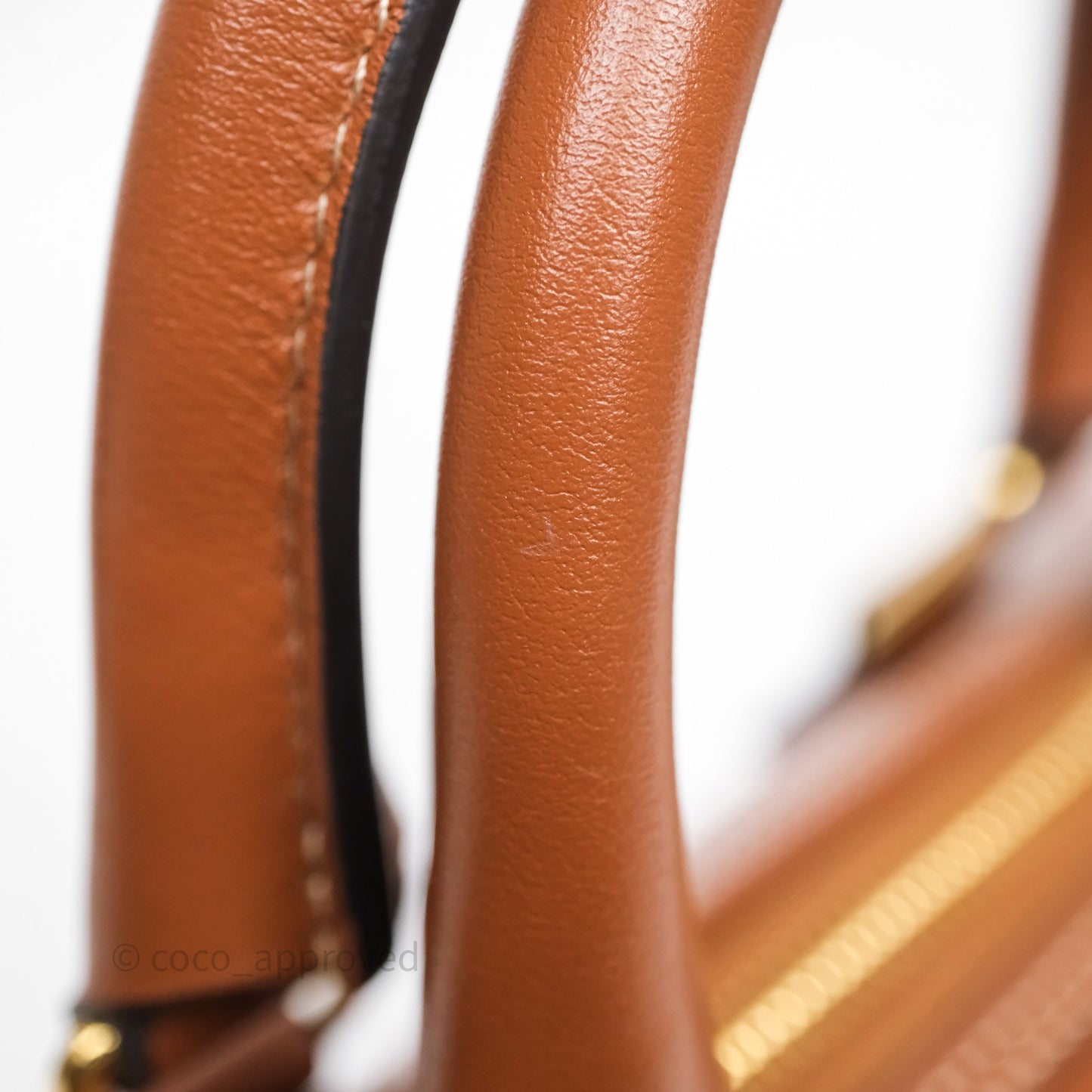 Celine Small Boston Bag Tan Calfskin Gold Hardware