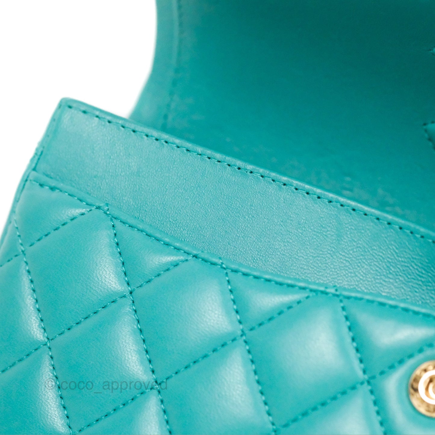 Chanel Small Classic Quilted Flap Turquoise Lambskin Gold Hardware