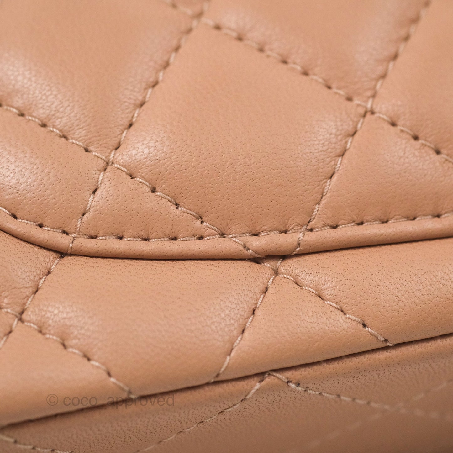Chanel Quilted Mini Rectangular Flap Beige Lambskin Gold Hardware