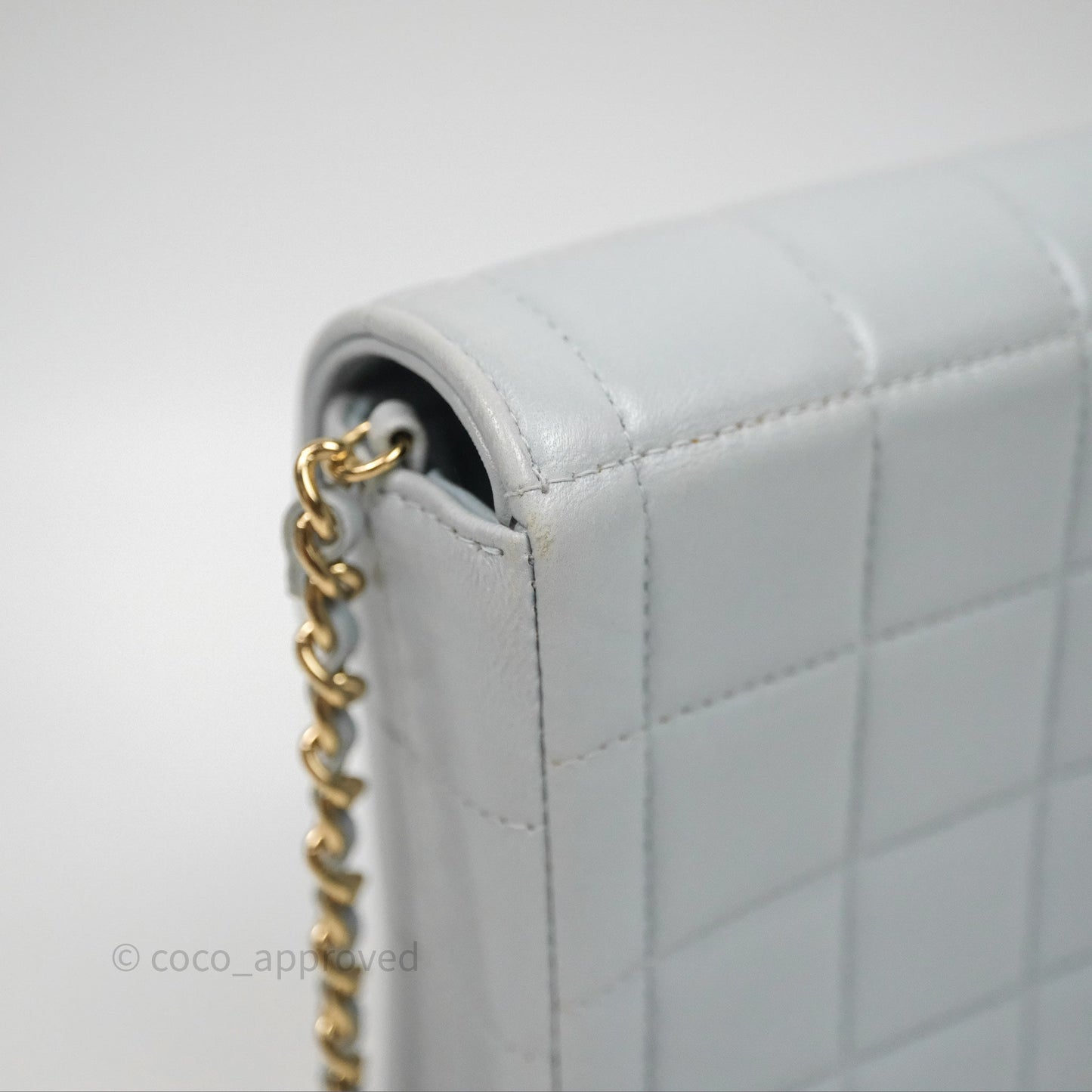 Chanel East West Chocolate Bar Flap Bag Blue Lambskin 24K Gold Hardware