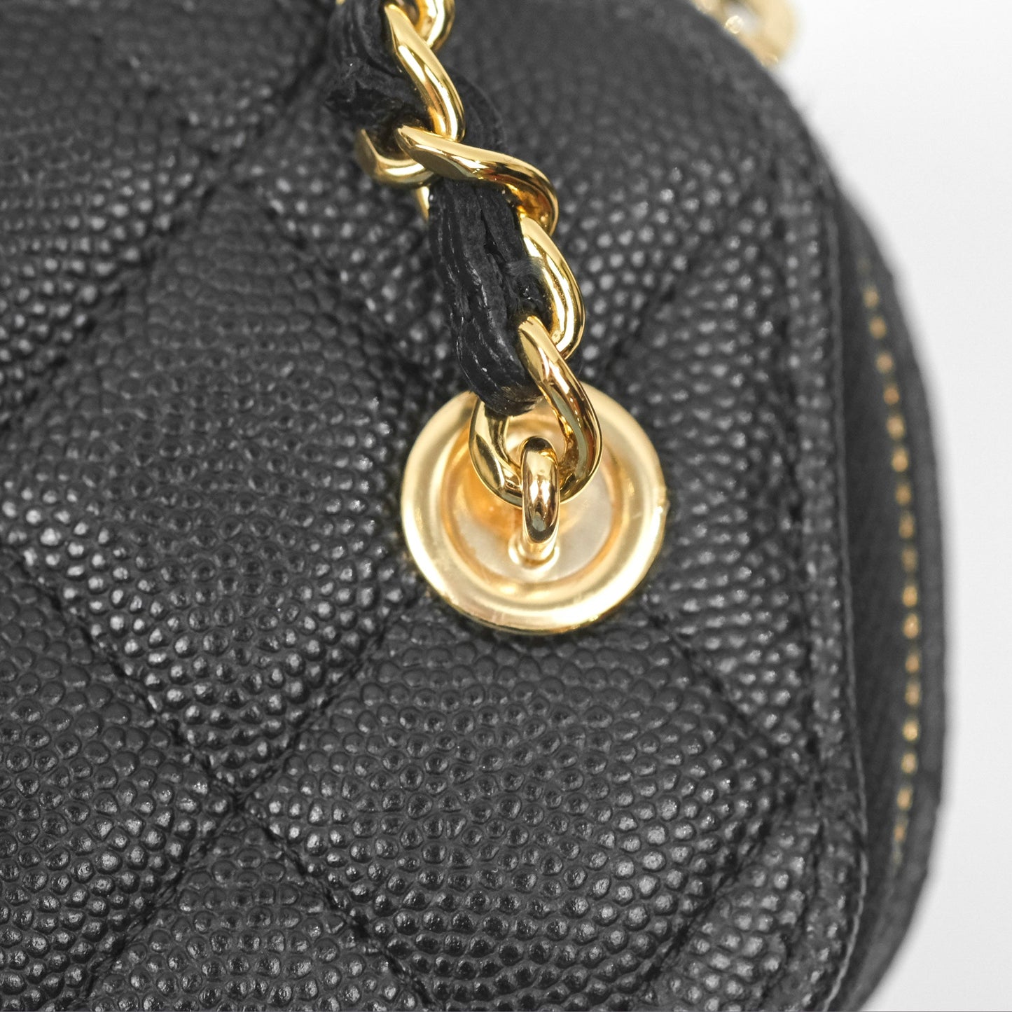 Chanel Mini Poker Vanity With Chain Black Caviar Gold Hardware