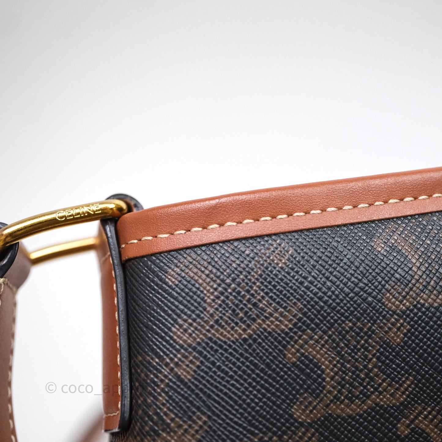 Celine Small Bucket Triomphe Canvas Tan Calfskin