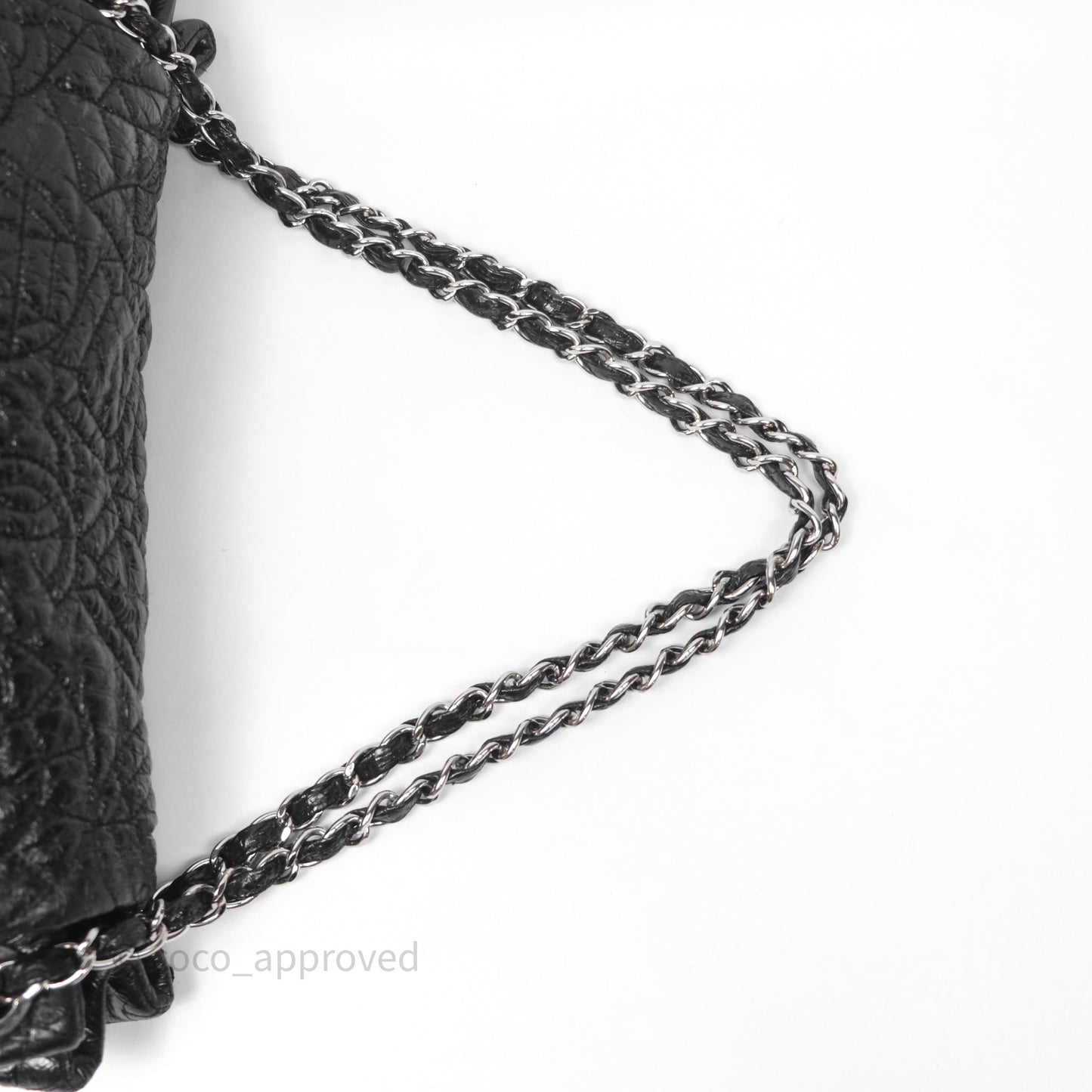 Chanel Black Vinyl Graphic Edge Flap Bag Silver Hardware⁣⁣