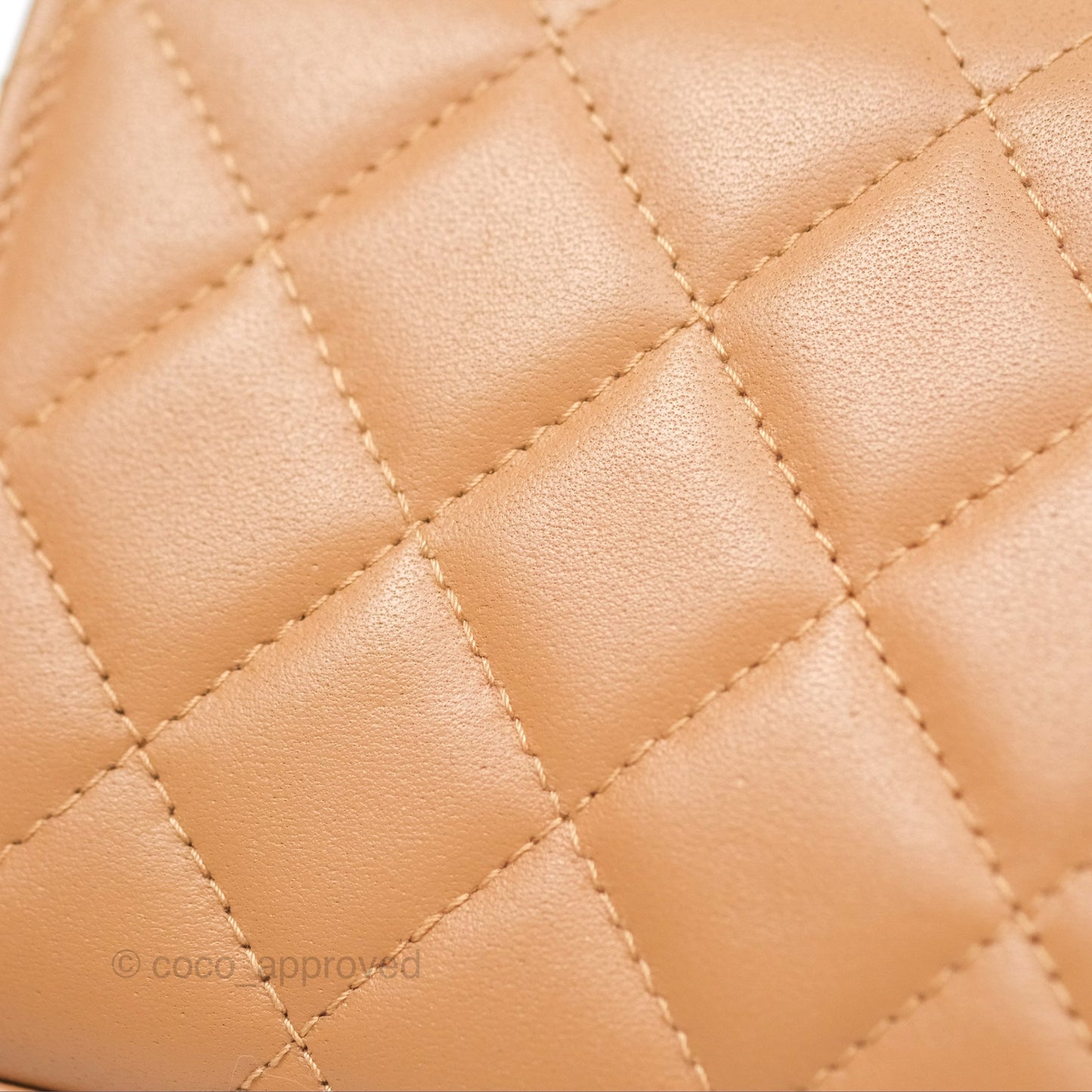 Chanel Mini Handle Clutch With Chain Caramel Lambskin Gold Hardware